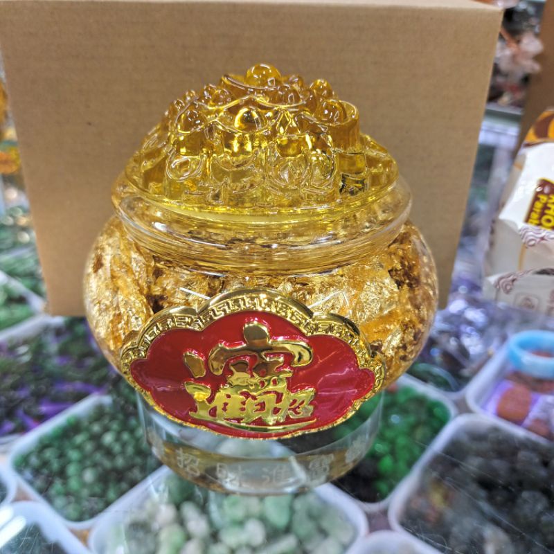 Túi lá vàng đặt bàn Thần tài sung túc cả năm, đặt làm làm việc, quầy thu ngân, két sắt thu hút tài lộc