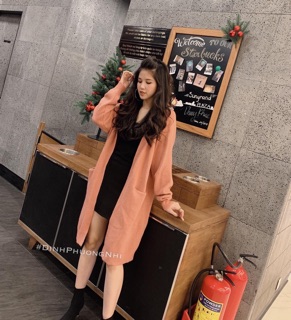 Áo khoác len bông thỏ dáng dài