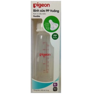 Bình sữa PP Vuông 240ml Pigeon [ CHÍNH HÃNG ]