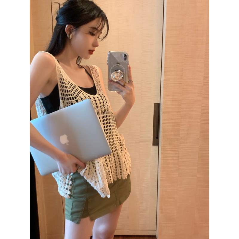 Cocory vn Áo Croptop Dệt Kim Cổ Chữ V Khoét Sâu Quyến Rũ