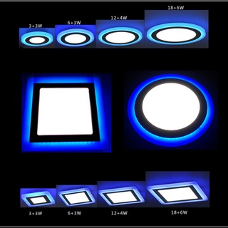 Đèn led âm trần 9w 3 chế độ viền màu xanh dương