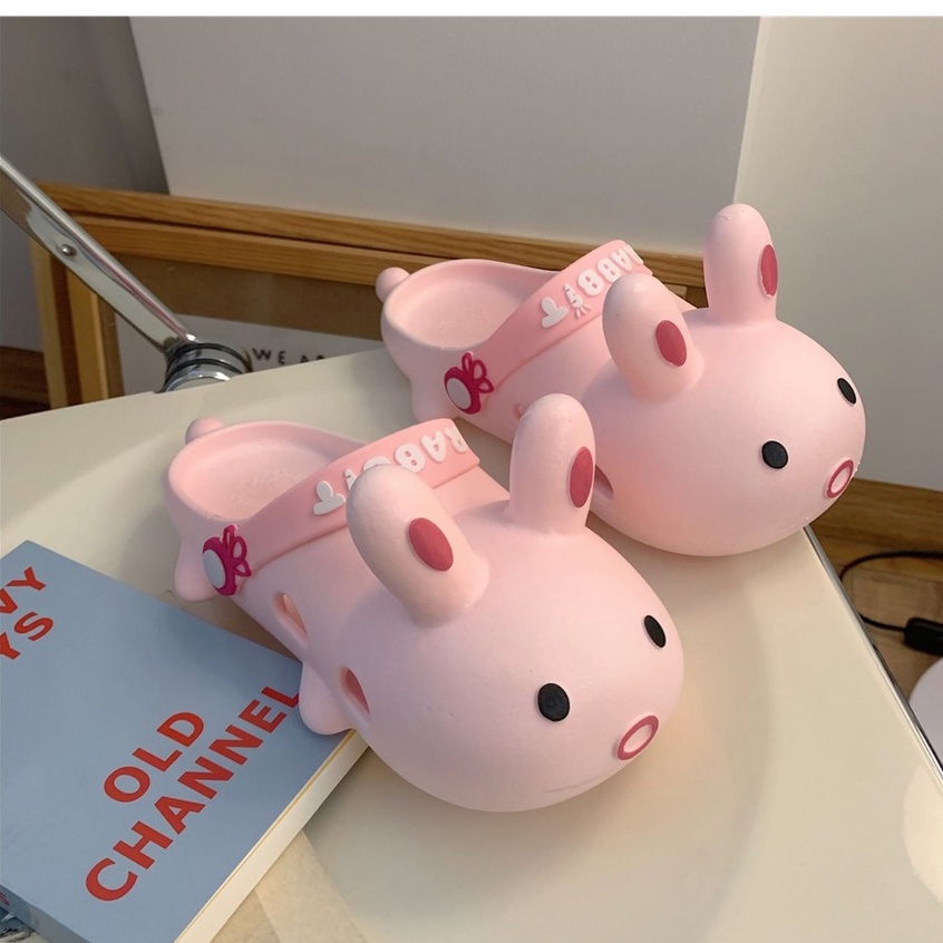 Dép sục cross hình thỏ trắng dễ thương cute nam nữ 🐻 Mã 106.