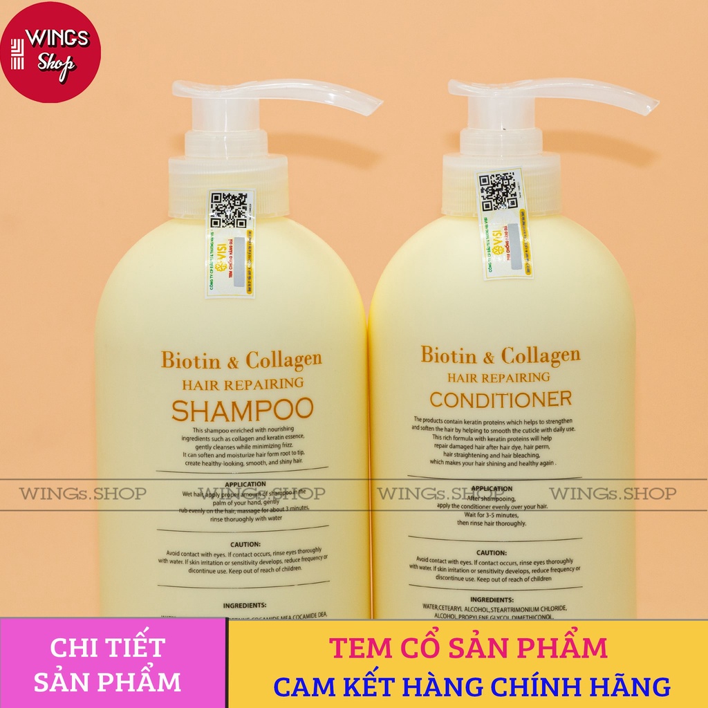 Cặp Dầu Gội Xả Biotin Collagen Vàng 500ml-1000ml | Giảm Rụng Tóc, Kích Mọc Tóc, Giúp Tóc Suôn Mượt Vào Nếp