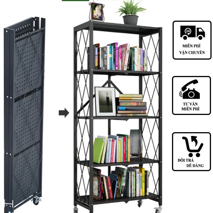 Kệ Sắt 4 Tầng Gấp Gọn Đa Năng chịu được Tải Trọng Lớn-KGNB01-BL-4