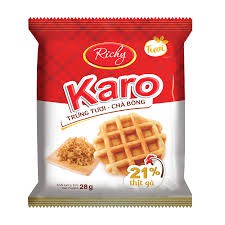 [có bán thùng] _ Bịch 6 gói bánh trứng tươi chà bông Karo Richy túi 156g (26g x 6 gói)
