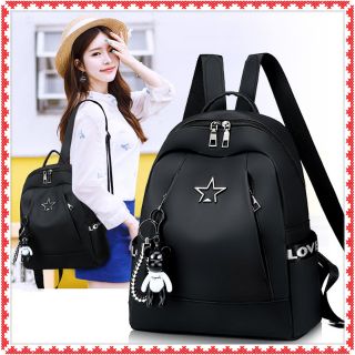 Ba lô gắn sao chống nước nữ tặng kèm móc gấu