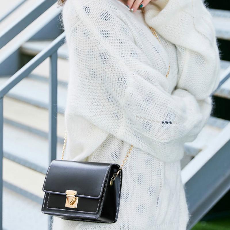 IELGY Túi đeo chéo dáng vuông cỡ nhỏ phối dây xích phong cách thời trang cho phái nữ