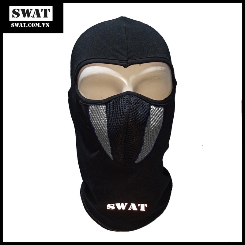 Có lọc không khí - SWAT X2 Khăn trùm đầu khẩu trang ninja chống nắng nam nữ cao cấp phượt đa năng trơn một màu đen xám