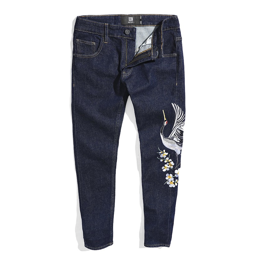 Quần Jean ICON DENIM Skinny In Blue W The Crane Artwork