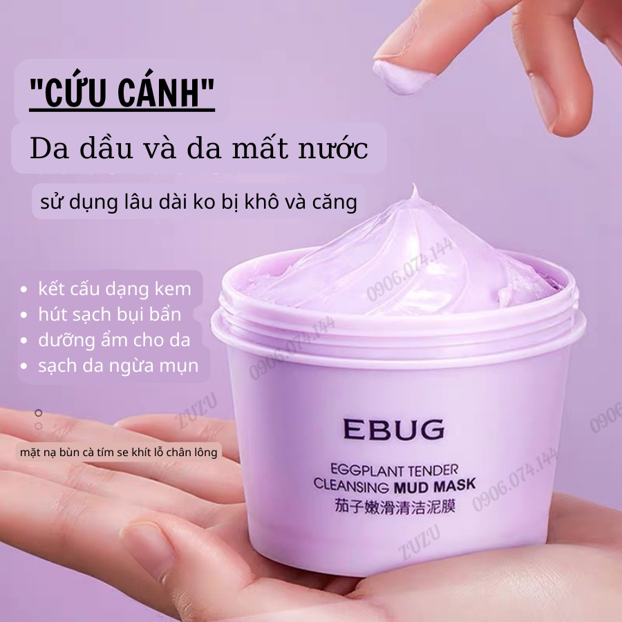 Mặt Nạ Bùn Đất Sét Trà Xanh, Cà Tím, Bùn Khoáng Núi Lửa Làm Sạch Sợi Bã Nhờn Và Thu Nhỏ Lỗ Chân Lông Hút Dầu Thừa