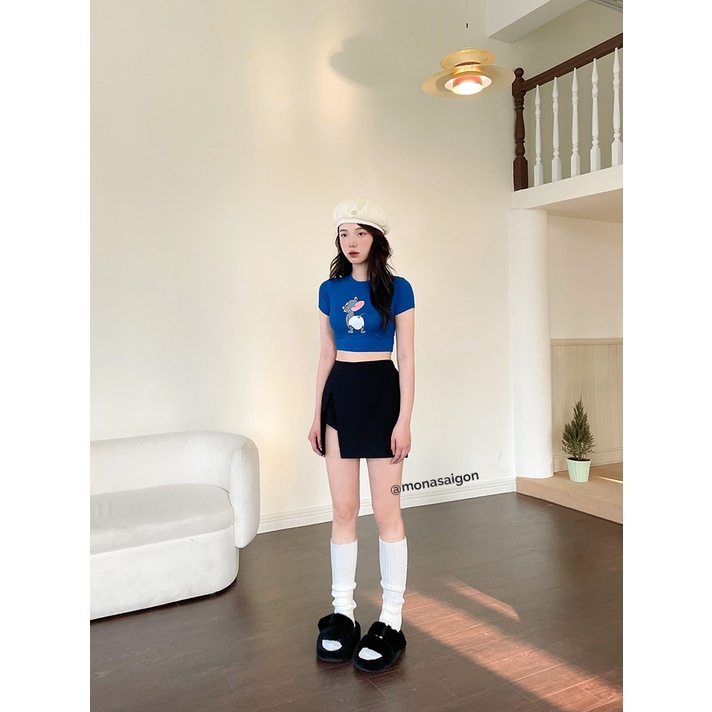 MONÁ - Áo croptop họa tiết cotton 4 chiều co giãn - JERRY CROPTOP