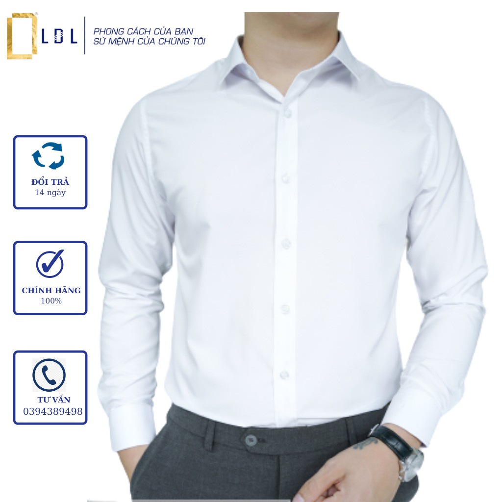Sơ mi nam công sở cao cấp LDL, áo sơ mi dài tay đẹp không túi size 37 38 39 40 41 42 43 | BigBuy360 - bigbuy360.vn