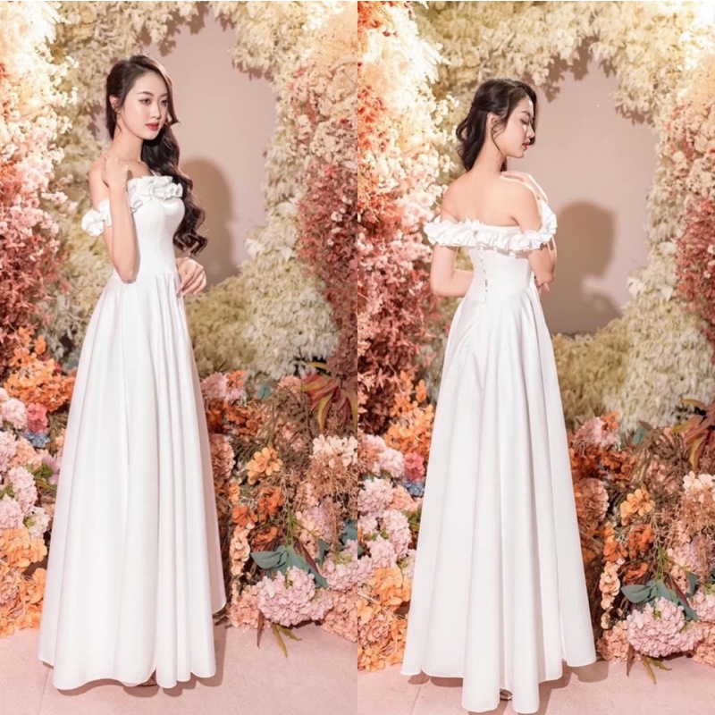 ẢNH VÀ VIDEO THẬT 10000% Đầm xoè trễ vai bèo full size S/M/L/XL