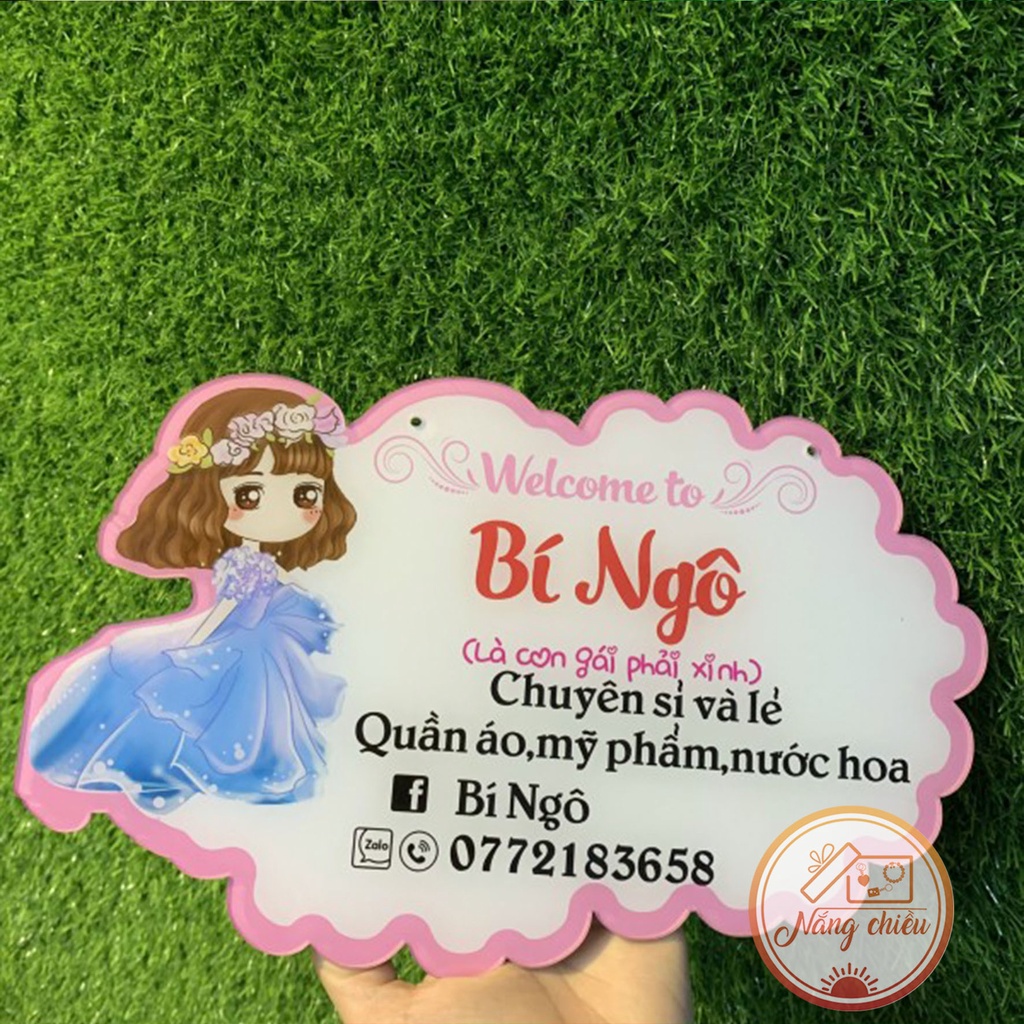 Bảng hiệu mica chụp hình sản phẩm bán hàng online - thiết kế theo yêu cầu - Ghép hình cô gái thời trang