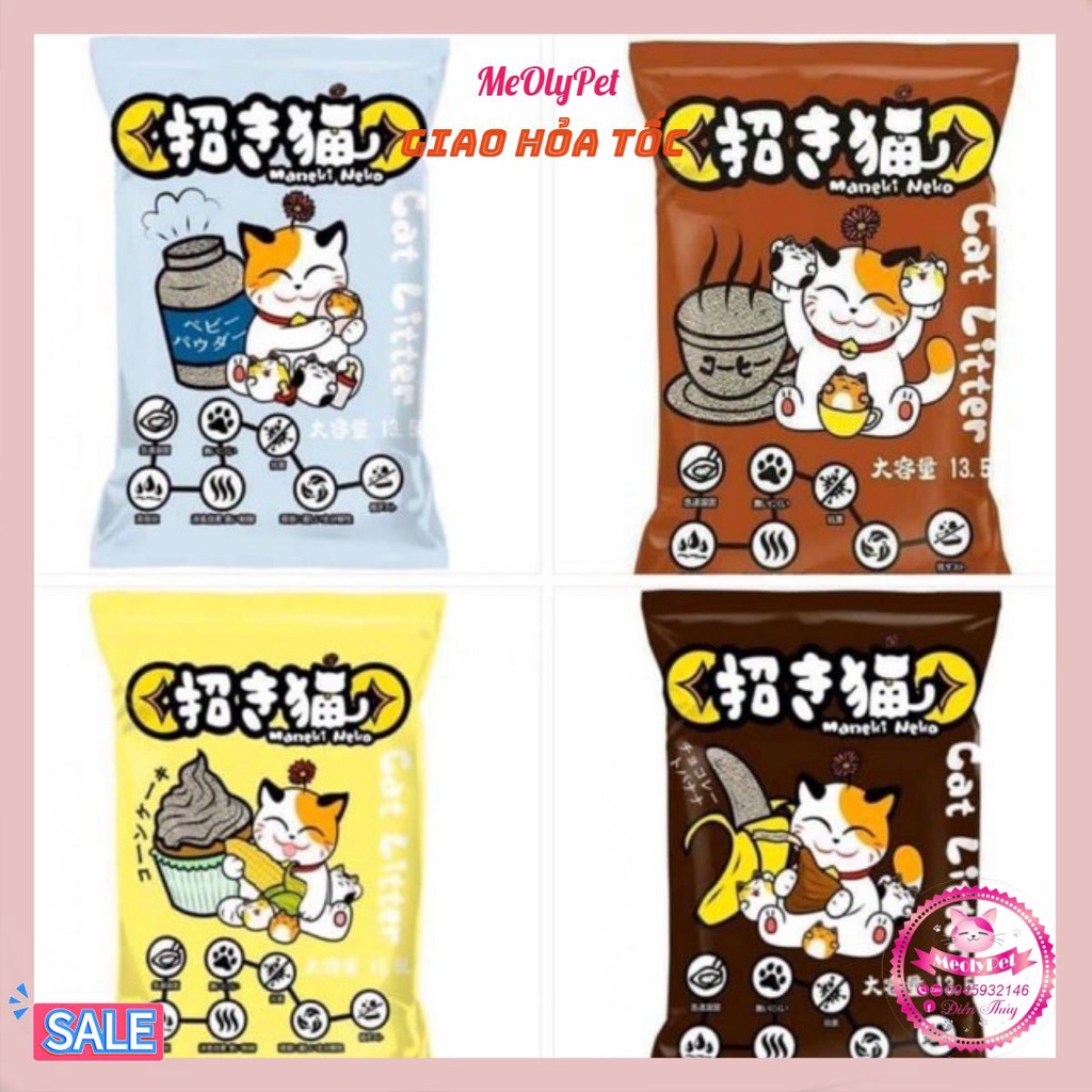 🐱[Sẵn 4 mùi]🐱 Cát Vệ Sinh Cho Mèo Maneki Neko Cho Mèo 5L - Cát Neko siêu tiết kiệm không bụi ⭐