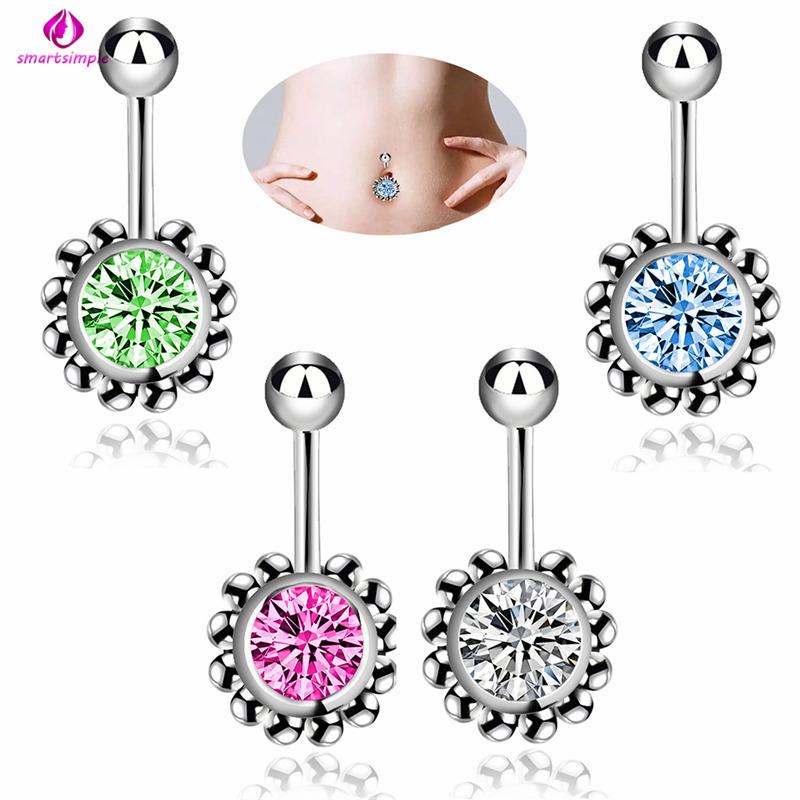 Khuyên Rốn Hình Hoa Hướng Dương Bằng Thép Không Gỉ