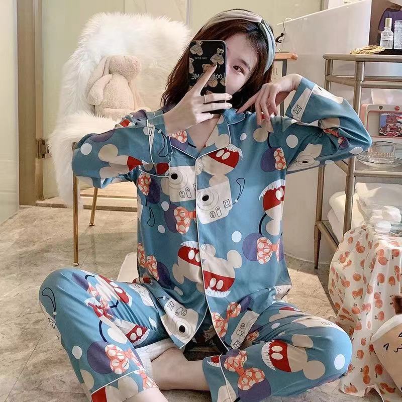 Đồ Bộ Mặc Nhà Dài Tay, Pyjama Nữ Cotton Chất Dày Ấm Đủ Màu Đủ Size