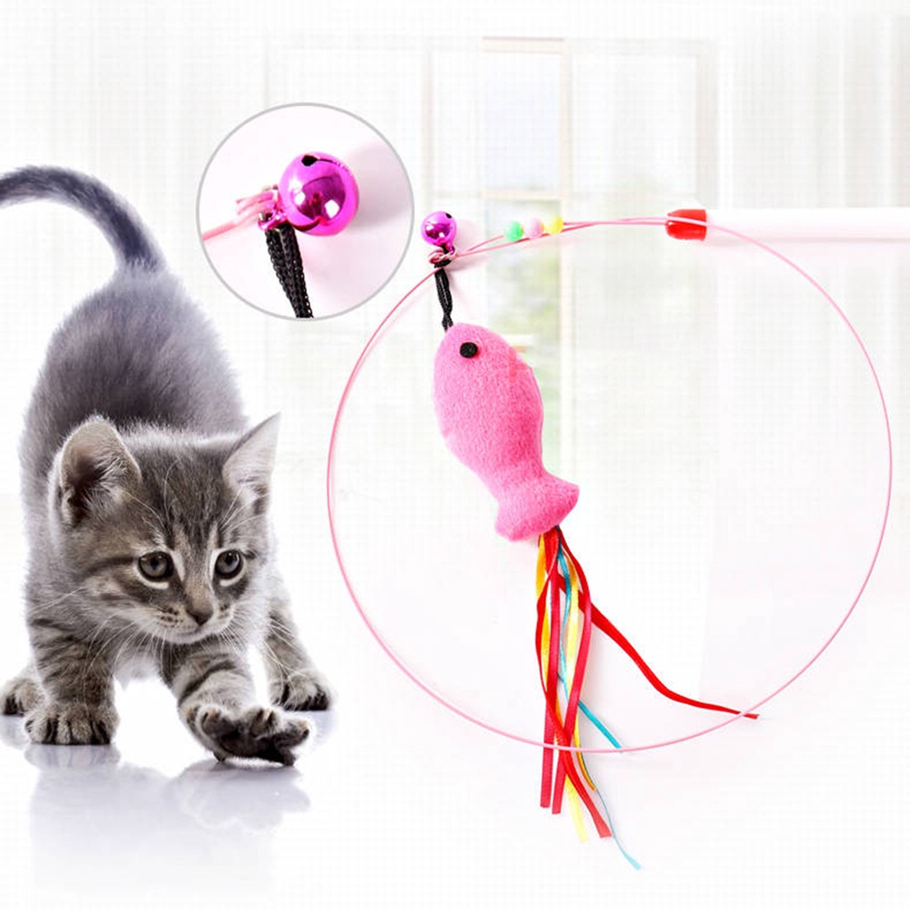 [Mã 252FMCGSALE giảm 8% tối đa 100k đơn 500K] Cần câu mèo đồ chơi bằng dây thép có cá bằng bông nỉ Lapeta