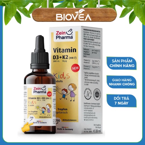 Vitamin D3 K2 MK7 ZeinPharma Đức - Vitamin D3K2 Hỗ Trợ Hấp Thụ Canxi Tăng Chiều Cao Cho Mọi Lứa Tuổi, Hàng Đức