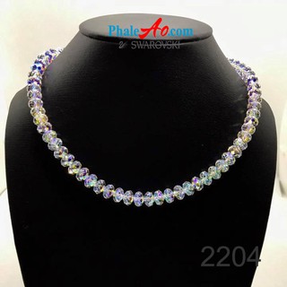 Vòng cổ Swarovski crystal bánh cam 5040 briolette bead 8ly, khóa bạc 925