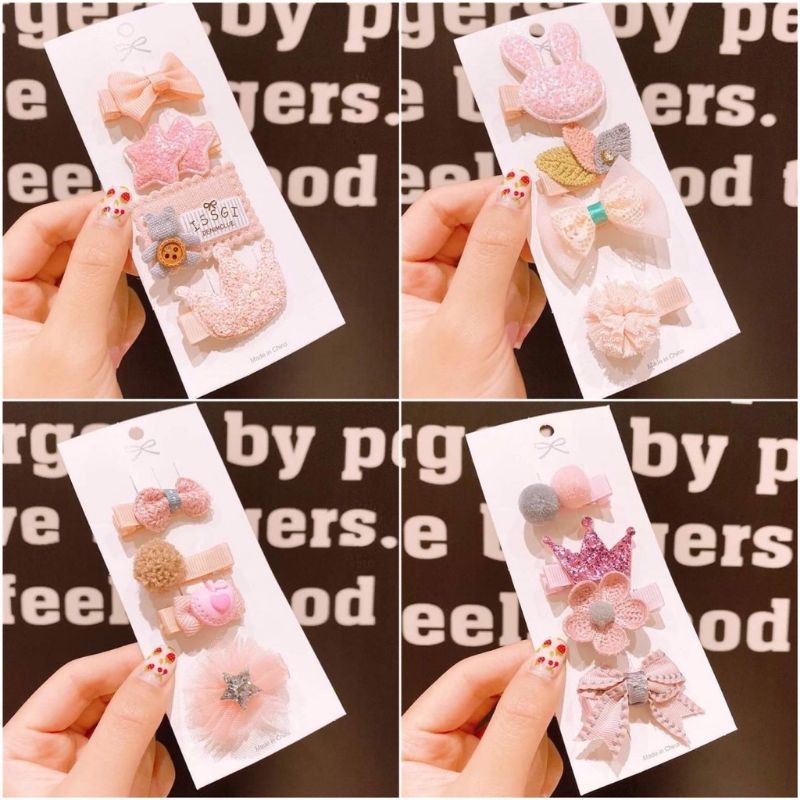 Set 4 cặp tóc phong cách Hàn quốc cho bé