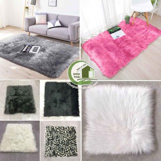 [ Kho sỉ ] Thảm lông xù trang trí chụp hình ảnh sản phẩm màu trắng, kem, hồng, đen, xám, nâu, xanh, da báo