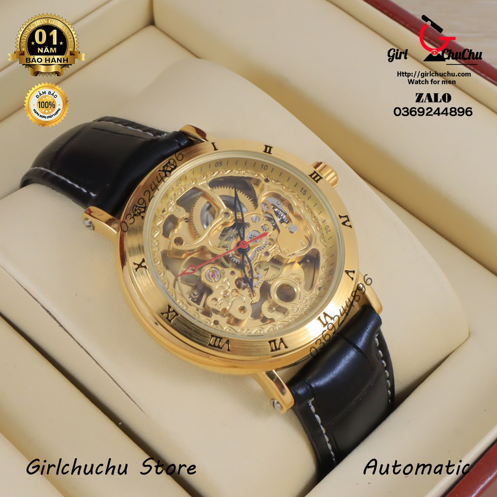 Đồng hồ nam Forsining cơ lộ máy, kiểu dáng trẻ trung, thiết kế lộ full cơ mạ vàng gold sang trọng, đẳng cấp doanh nhân