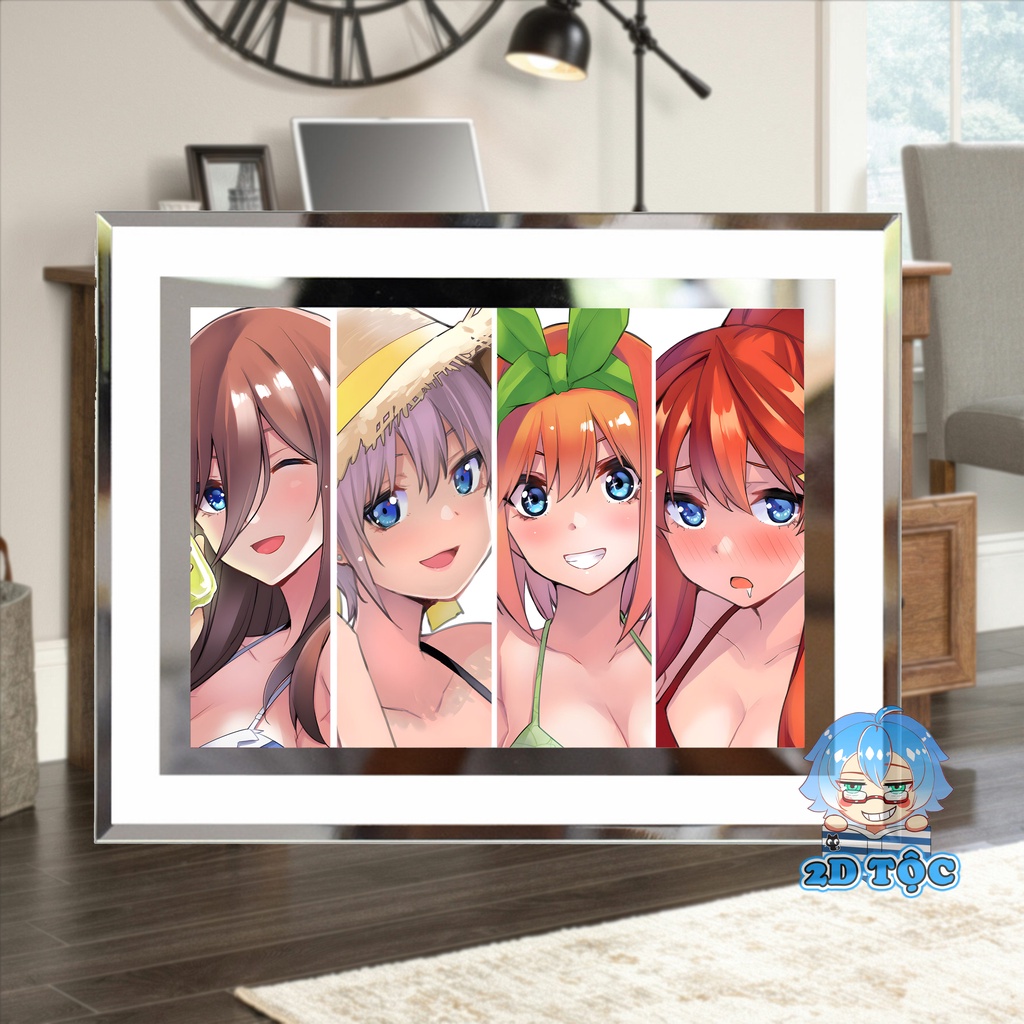 Khung ảnh kính Nakano Miku (8) Anime NHÀ CÓ 5 NÀNG DÂU kích thước A4 A5 13x18 by 2D Tộc Shop