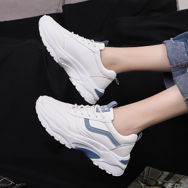 giày thể thao sneaker nữ 2 sọc xanh hồng màu trắng G20 mới 2021