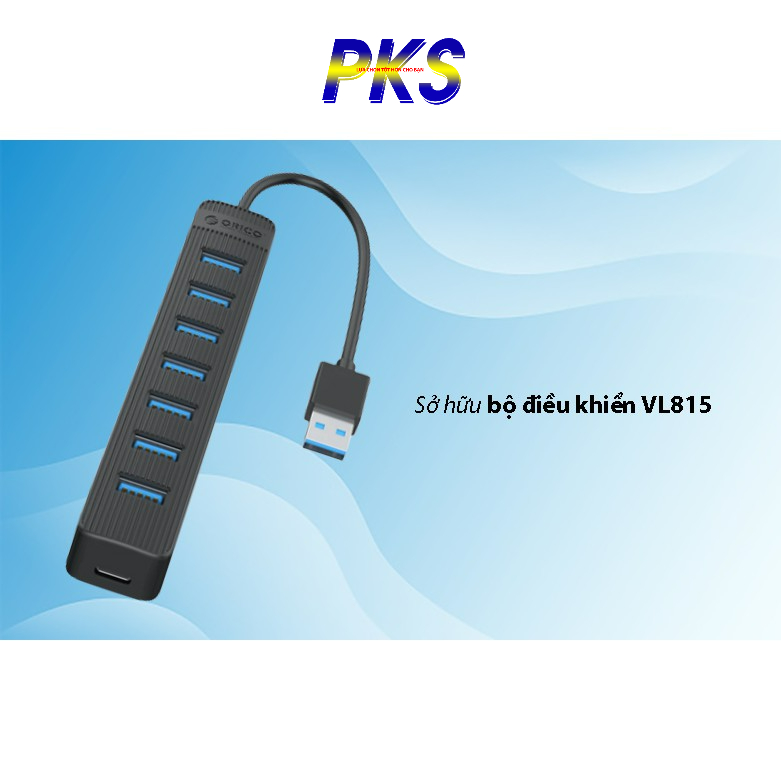 HUB chia 7 cổng USB 3.0 Orico tích hợp cấp nguồn phụ cổng Type-C tiện dụng
