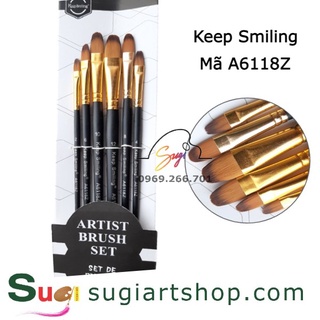 Bộ cọ đầu oval Keep smiling A6118Z [ Sugi art shop]
