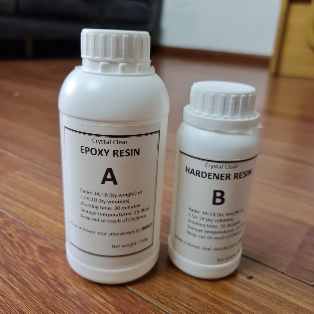 1KG keo Epoxy Resin siêu trong, siêu cứng loại đổ lớp chiều dày tối đa 1cm