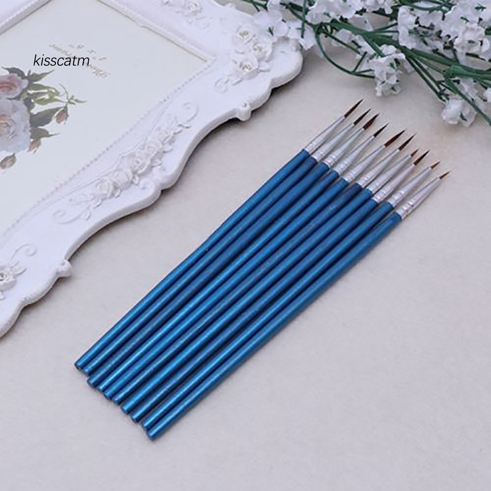 Bộ 10 Chổi Sơn và Màu Nước Chuyên Nghiệp, Đầu Chỉ Nylon có Tay Cầm Gỗ - B54