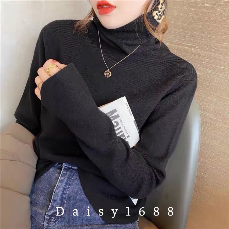 Áo Len Nữ Cao Cổ Dài Tay Kiểu Hàn Quốc Công Sở Mùa Thu Đông Daisy1688