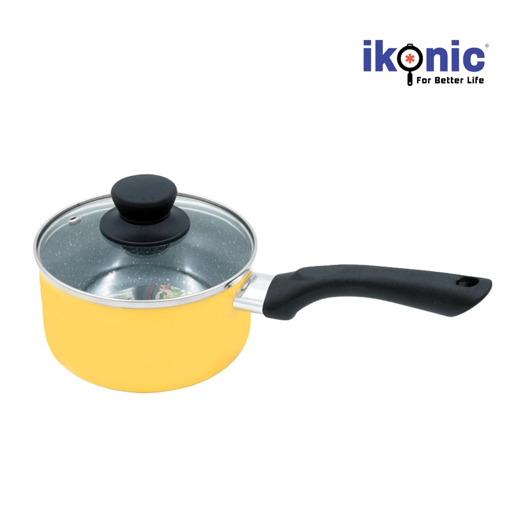 Nồi nấu bột cho bé có chống dính vân đá, có nắp kính cường lực IKONIC IK6814 - Bảo hành 1 đổi 1