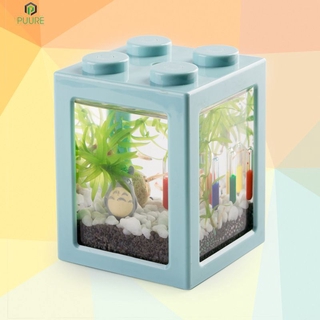 Hồ nuôi cá mini thiết kế khối vuông nhiều màu sắc có thể xếp chồng thích hợp trang trí gia dụng / văn phòng