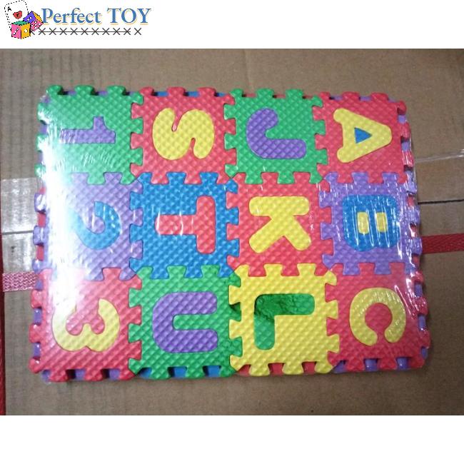 Set 36 Tấm Thảm Xốp Lót Sàn In Chữ & Số Hoạt Hình Vui Nhộn Cho Bé