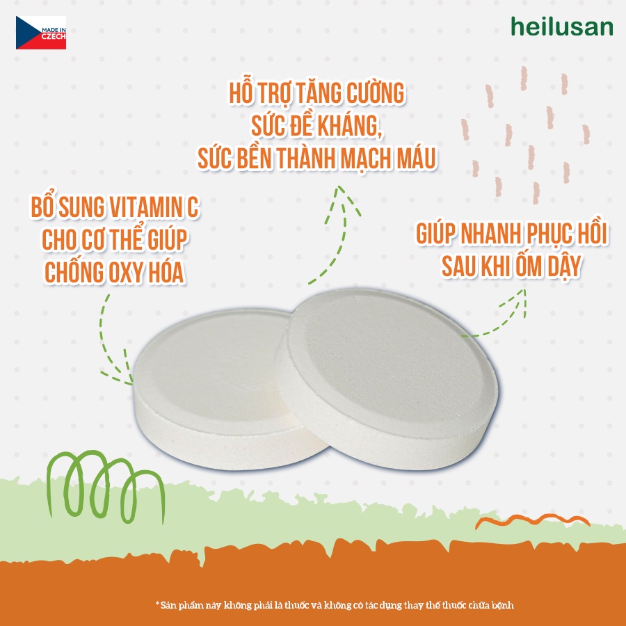 Viên Sủi Bổ Sung Vitamin C Heilusan Vitamin C Giúp Tăng Đề Kháng Cho Cơ Thể tub 20 viên