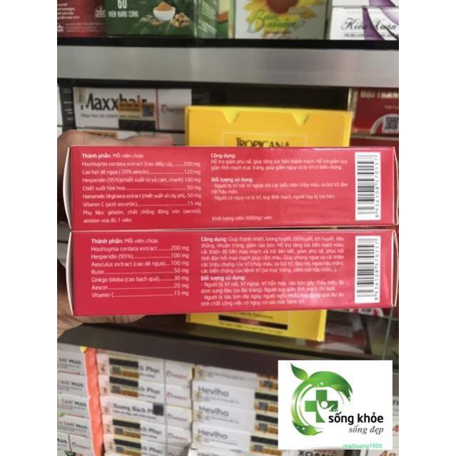 Viên Uống Hemotri NAGA- dùng cho người trĩ nội, trĩ ngoại và suy Tĩnh mạch, táo bón gây chảy máu