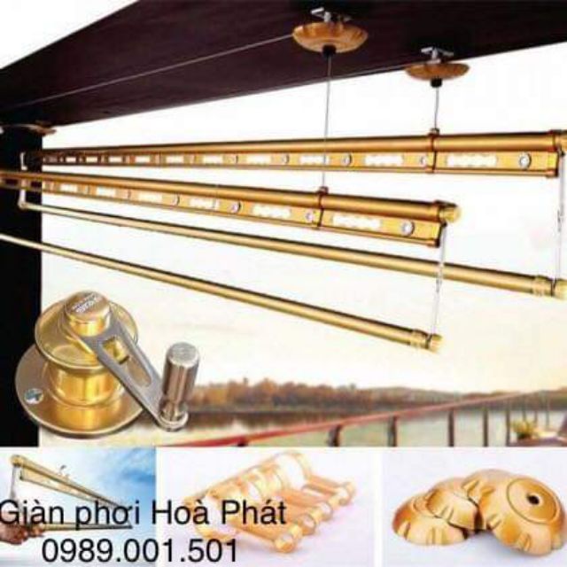 Giàn phơi thông minh Hòa Phát 4 thanh đầy đủ phụ kiện và ốc vít lắp đặt