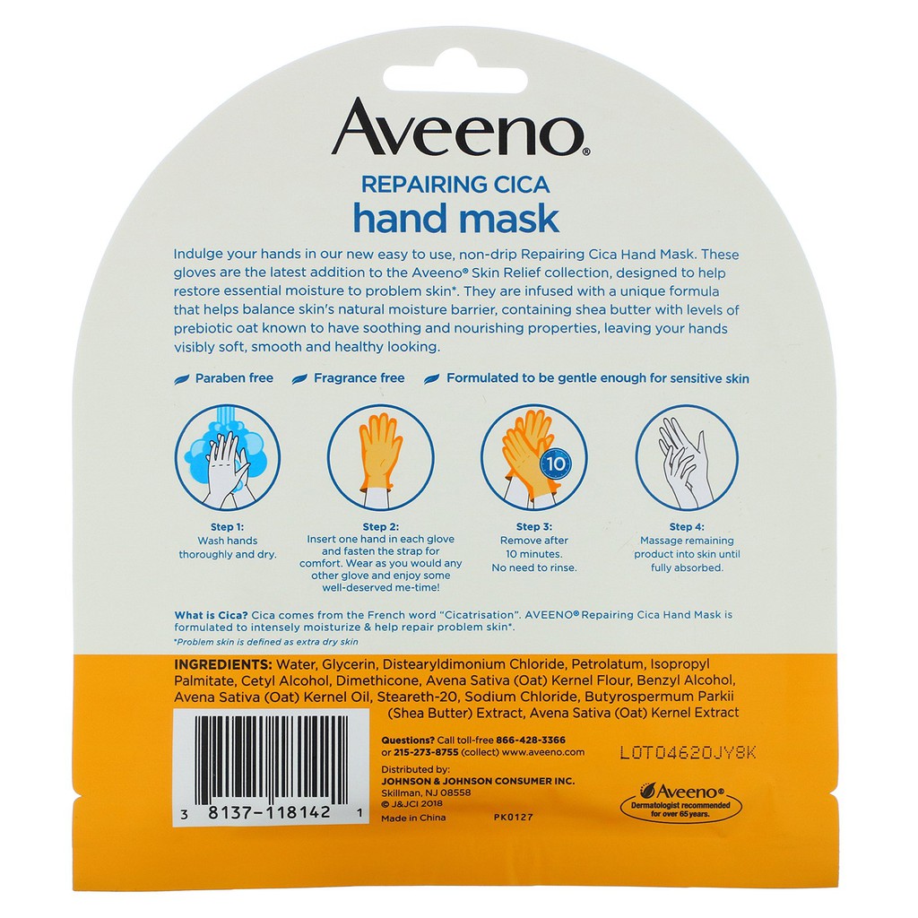 Mặt nạ dưỡng ẩm dành cho bàn tay Aveeno hand Mask 2 miếng
