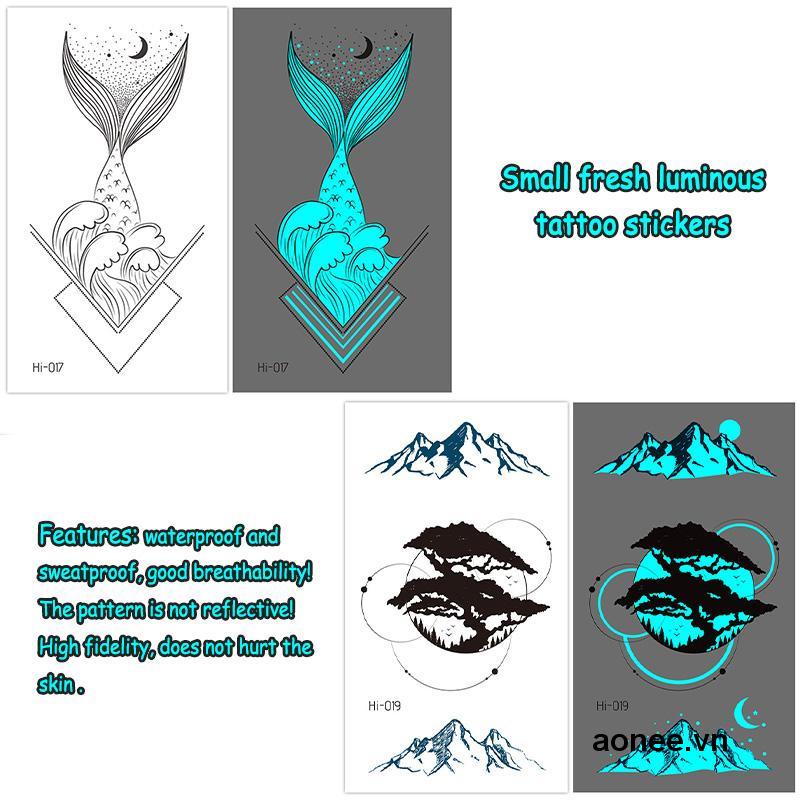 ✨✨Miếng Dán Hình Xăm Dạ Quang Màu Xanh Dương Độc Đáo Dùng Trang Trí