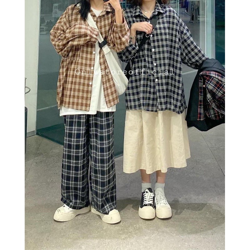 ÁO SƠ MI KẺ CARO ULZZANG / ÁO SƠ MI caro nhỏ FORM RỘNG OVERSIZE HOT