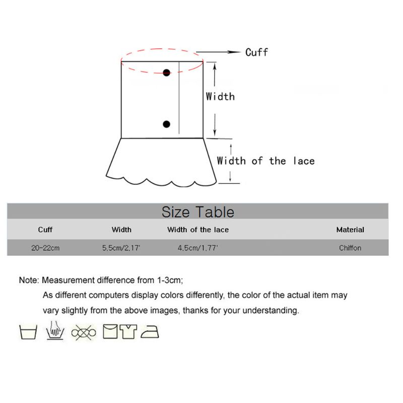 Han Cổ Tay Áo Loe Xếp Ly Màu Trơn Có Thể Tháo Rời Trang Trí