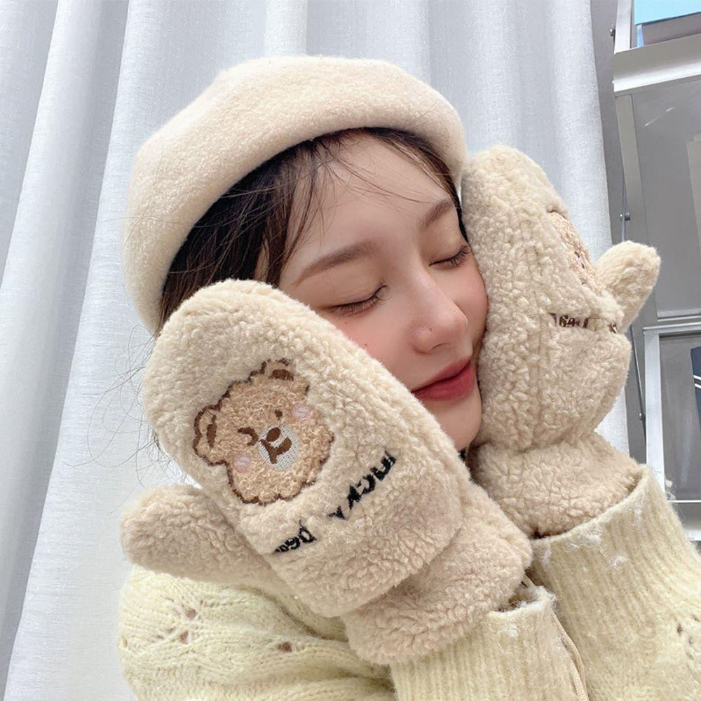 Găng Tay Giữ Ấm Mùa Đông Hình Thỏ Hoạt Hình Dễ Thương Cho Nữ