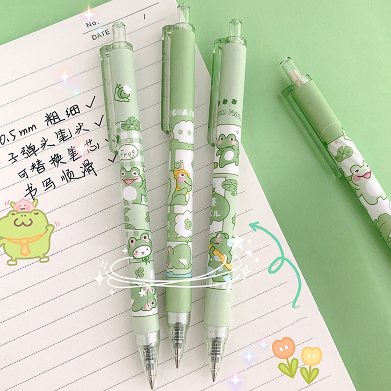 Bút Bi Mực Đen Ngòi 0.5mm Hình Ếch Dễ Thương