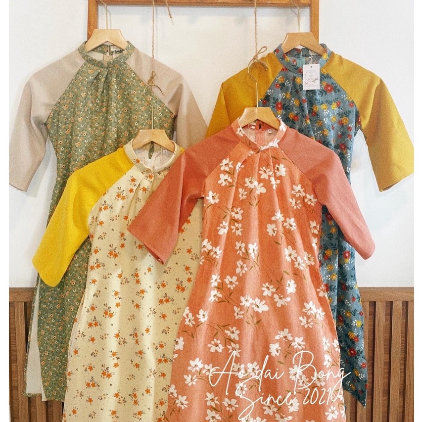 Set áo dài cách tân tết 2022 gấm nhung tăm phong cách vintage dễ thương, áo dài thiết kế dành cho nữ đẹp