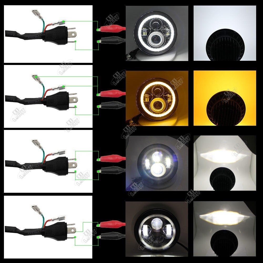 UNI-SHINE 7inch LED Headlight 80W DRL Halo Angle Eyes Led Headlamp 12V 24V High Low Turn Signal for Offroad 4x4