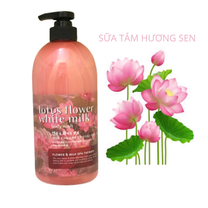 Sữa tắm hương hoa sen 750ml loại bỏ tế bào chết làm trắng da sáng mịn và mềm mại