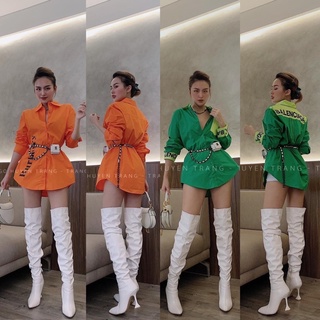 Boot đùi nhún cao gót mũi nhọn [ Hàng order ]